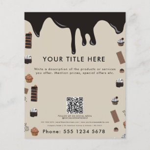 Chocolade thema patroon QR code Business Flyer