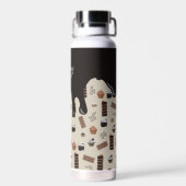 Chocolade thema patroon recept kookboek waterfles (Achterkant)