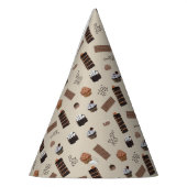 Chocolade thema patroon verjaardagsfeest feesthoedjes (Links)