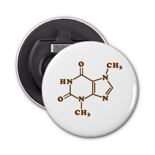 Chocolade Theobromine Moleculaire chemische formul Button Flesopener (Voorkant)