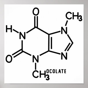 Chocolade Theobromine Moleculaire chemische formul Poster