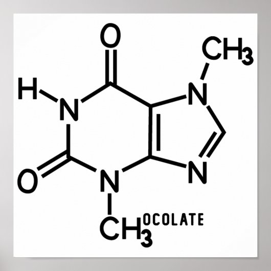 Chocolade Theobromine Moleculaire chemische formul Poster (Voorkant)