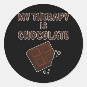 Chocolade Therapie grappig gezegde chocoladecadeau Ronde Sticker