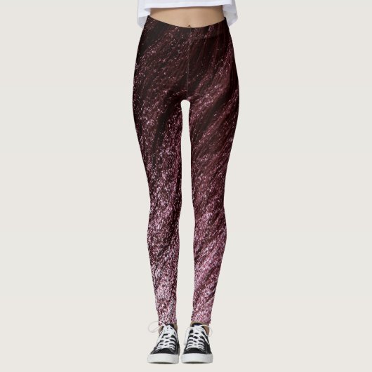 Chocolade tot granaat rood tot pastel roze ombre leggings (Voorkant)