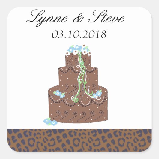 Chocolade Trouwtaart Save the Date Vierkante Sticker (Voorkant)