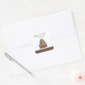 Chocolade Trouwtaart Save the Date Vierkante Sticker (Envelop)