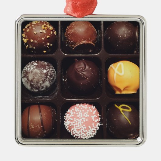 Chocolade Truffels Foto Metalen Ornament (Voorkant)
