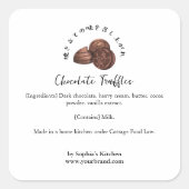 Chocolade Truffels Waterverf Bakkerij Ingrediënt Vierkante Sticker (Voorkant)