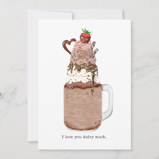 Chocolade Valentijn Milkshake Ik hou van je pun Kaart (Voorkant)