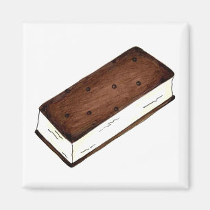 Chocolade Vanilla Ice Cream Sandwich Food Magnet