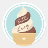 Chocolade Vanilla Swirl Ice Cream Birthday Ronde Sticker (Voorkant)