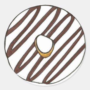 Chocolade Vanilla Zebra Stripe Iced Donut Doughnut Ronde Sticker