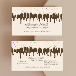 Chocolade & Vanille Confetti Frosting Drip Visitekaartje