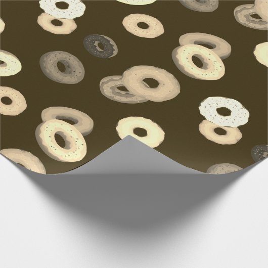 Chocolade vanille donuts elegant patroon bruin cadeaupapier (Hoek)