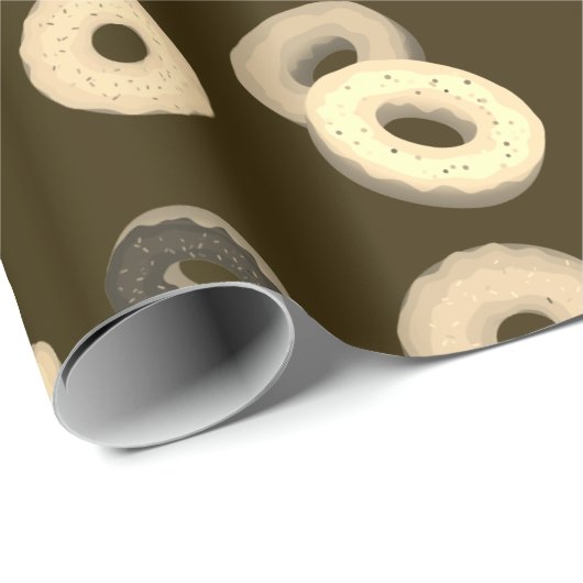 Chocolade vanille donuts elegant patroon bruin cadeaupapier (Rol Hoek)