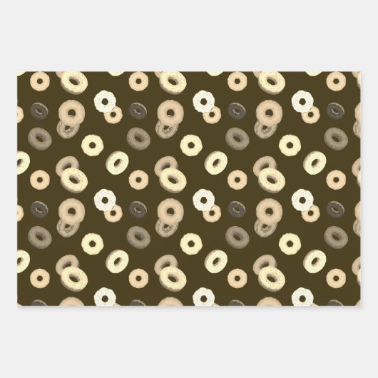 Chocolade vanille donuts elegant patroon bruin inpakpapier vel (Voorkant 2)