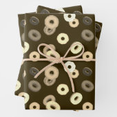 Chocolade vanille donuts elegant patroon bruin inpakpapier vel (In situ)