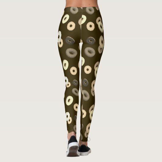 Chocolade vanille donuts elegant patroon bruin leggings (Achterkant)