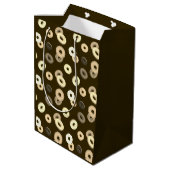 Chocolade vanille donuts elegant patroon bruin medium cadeauzakje (Achterkant Gekanteld)