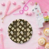 Chocolade vanille donuts elegant patroon bruin papieren bordje (Feest)