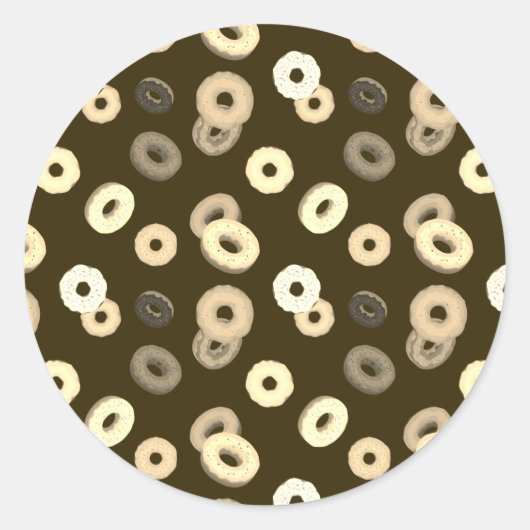 Chocolade vanille donuts elegant patroon bruin ronde sticker (Voorkant)