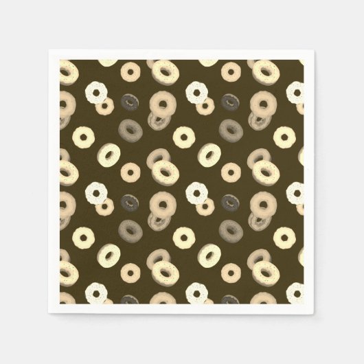 Chocolade vanille donuts elegant patroon bruin servet (Voorkant)