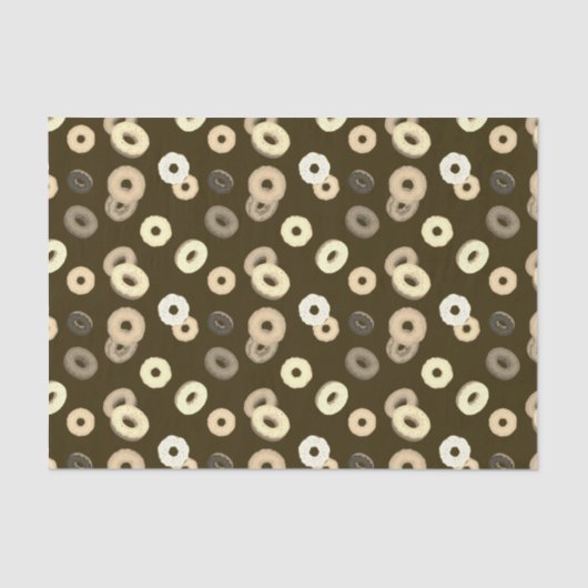 Chocolade vanille donuts elegant patroon bruin tissuepapier (Voorkant)