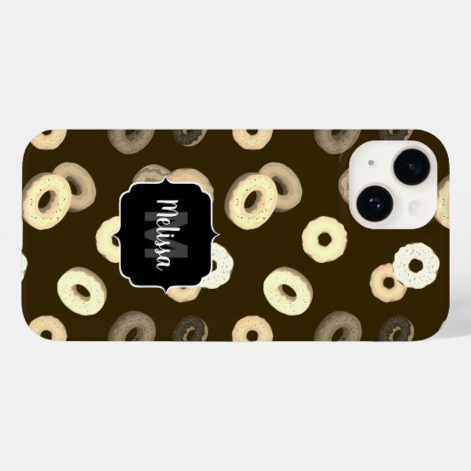 Chocolade vanille donuts patroon bruin Monogram Case-Mate iPhone Case (Achterkant (horizontaal))
