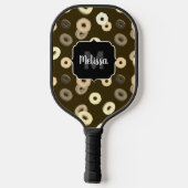 Chocolade vanille donuts patroon bruin Monogram Pickleball Paddle (Achterkant)
