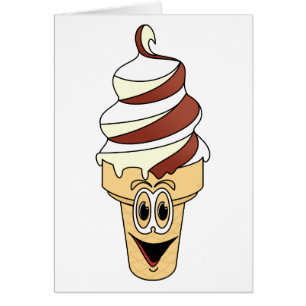 Chocolade Vanille Ice Cream Cone Cartoon