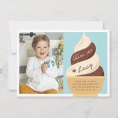 Chocolade Vanille Ijs Kinderverjaardagsfoto Bedankkaart (Voorkant)