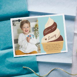 Chocolade Vanille Ijs Kinderverjaardagsfoto Bedankkaart