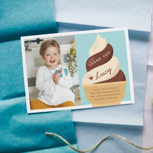 Chocolade Vanille Ijs Kinderverjaardagsfoto Bedankkaart
