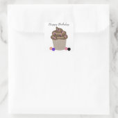 Chocolade verjaardag cupcake vierkante sticker (Tas)