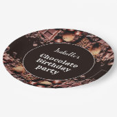 Chocolade verjaardagsfeestje donkerbruin papier Bo Papieren Bordje (Gekanteld)
