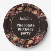 Chocolade verjaardagsfeestje donkerbruin papier Bo Papieren Bordje (Voorkant)