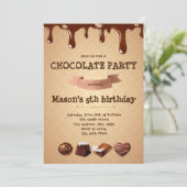 Chocolade verjaardagsfeestje uitnodiging (Staand voorkant)