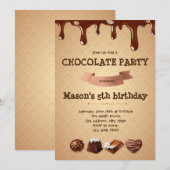 Chocolade verjaardagsfeestje uitnodiging (Voorkant / Achterkant)