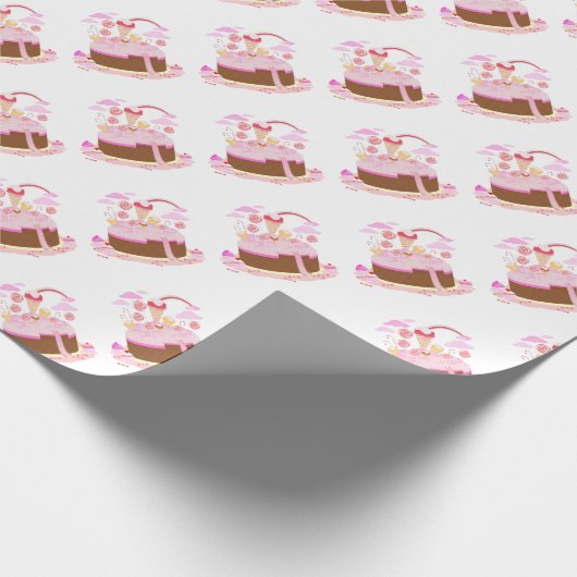 Chocolade verjaardagstaart met snoep cadeaupapier (Hoek)