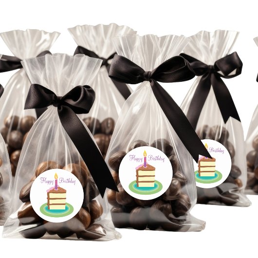 Chocolade verjaardagstaart ronde sticker