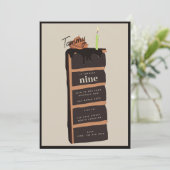 Chocolade verjaardagstaart verjaardagsfeestje kaart (Staand voorkant)