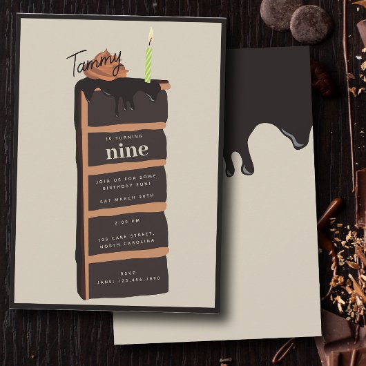 Chocolade verjaardagstaart verjaardagsfeestje kaart