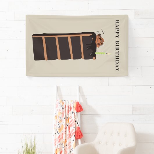 Chocolade verjaardagstaart verjaardagsfeestje spandoek (Insitu)