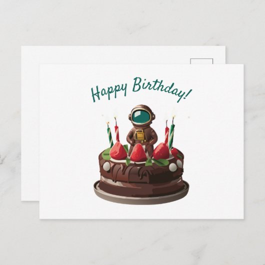Chocolade Verjaardagstaart voor Astronaut Briefkaart (Voorkant / Achterkant)