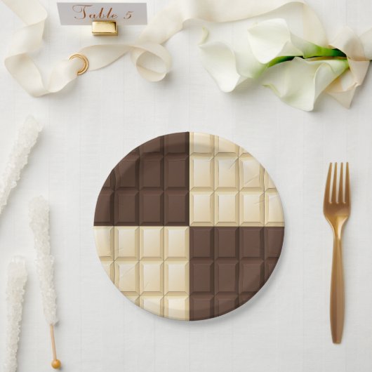 Chocolade Vierkant Delight Papieren Bordje (Huwelijk)
