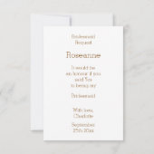 Chocolade Vlinders Ontwerp Bruidsmeisje Verzoek Kaart (Achterkant)