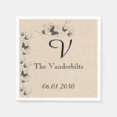 Chocolade vlinders op Ecru linnen bruiloft Servetten (Voorkant)