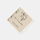 Chocolade vlinders op Ecru linnen bruiloft Servetten (Hoek)