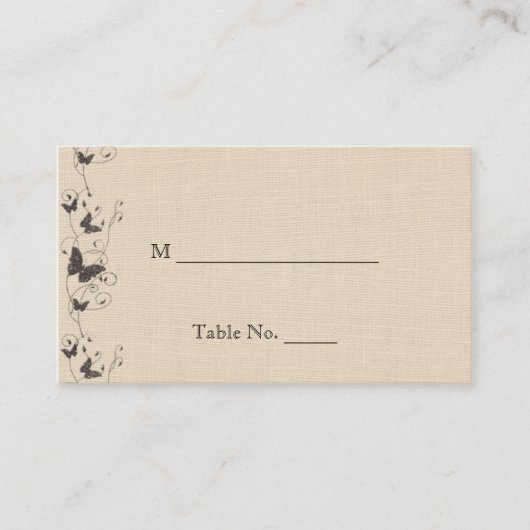 Chocolade vlinders op Ecru trouwplaats kaarten Plaatskaartje (Voorkant)