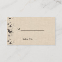 Chocolade vlinders op Ecru trouwplaats kaarten